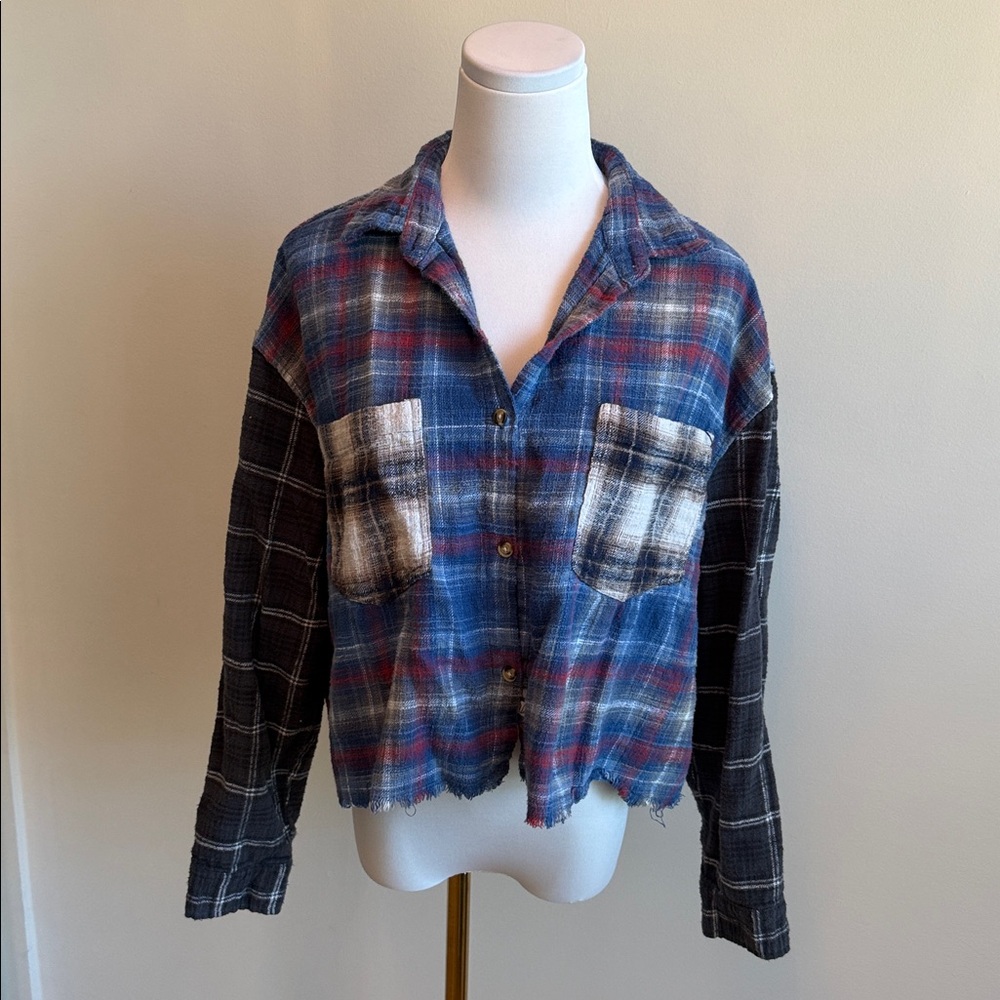 Vintage Havana Blue and Red Plaid Button Down Shirt